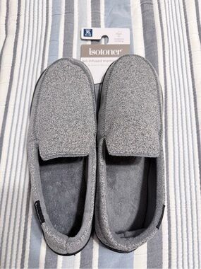 isotoner Gray Men’s Gel-Infused Memory Foam Slip-Ons